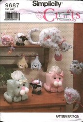 9687 SIMPLICITY BAZAAR SHELF/ HANGING CAT, DOG, GOOSE, BOX COVER PATTERN